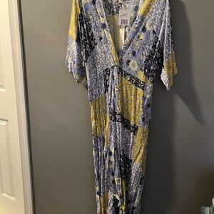 Lovestitch Blue and Lime Floral Maxi Dress